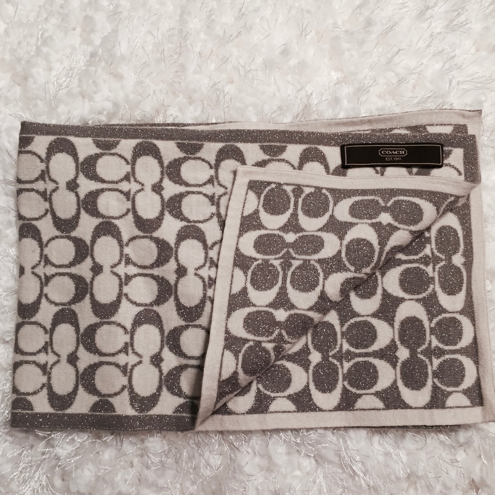 Silver Shimmer & Cream Reversible Coach Scarf